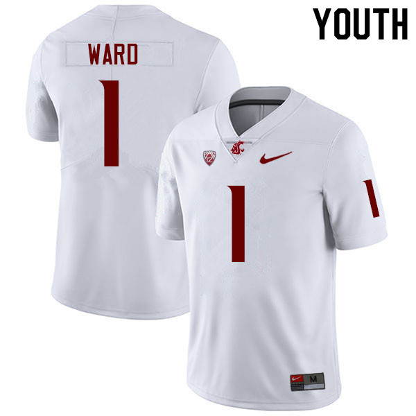 Youth #1 Cameron Ward Washington State Cougars College Football Jerseys Sale-White - Click Image to Close